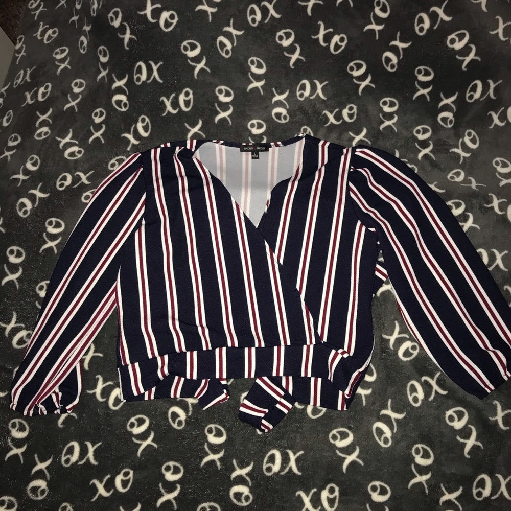 Stripped mid cropped that ties in the back